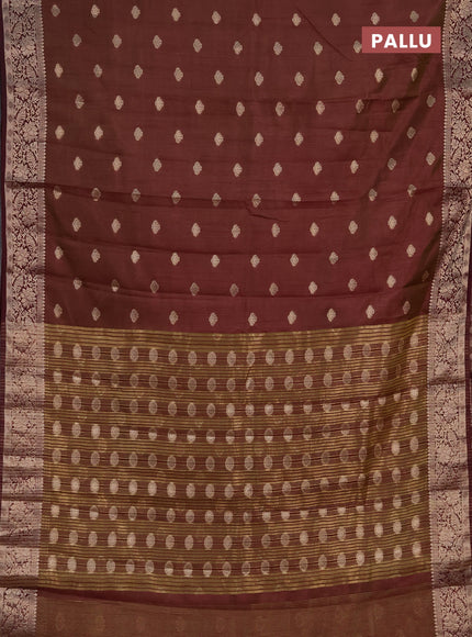Semi raw silk saree deep wine shade with allover thread & zari woven buttas and zari woven border