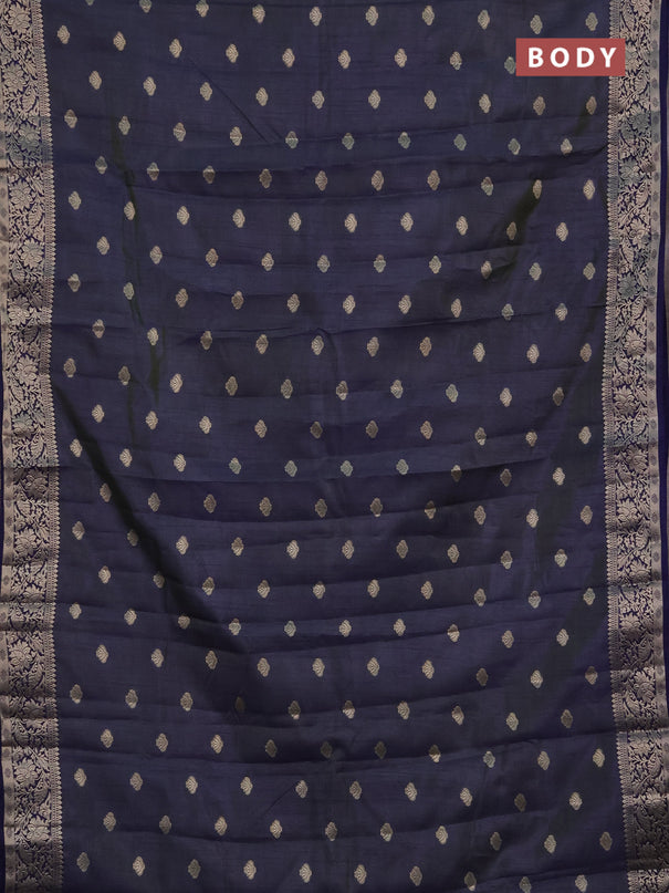 Semi raw silk saree dual shade of green and navy blue with allover thread & zari woven buttas and zari woven border