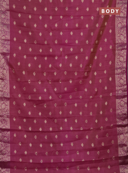 Semi raw silk saree deep purple with allover thread & zari woven buttas and zari woven border