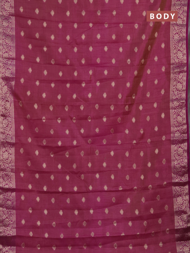 Semi raw silk saree deep purple with allover thread & zari woven buttas and zari woven border