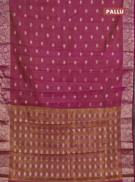 Semi raw silk saree deep purple with allover thread & zari woven buttas and zari woven border