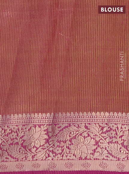 Semi raw silk saree deep purple with allover thread & zari woven buttas and zari woven border