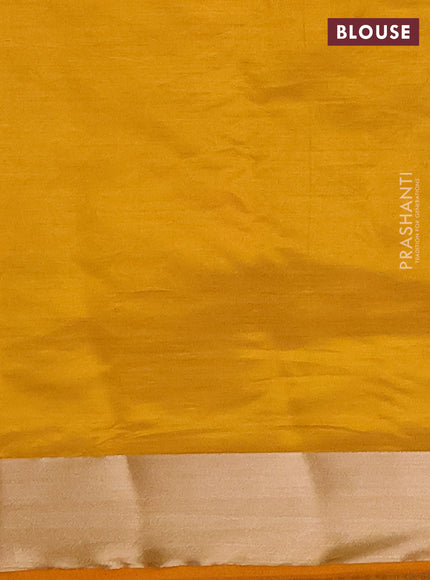 Semi raw silk saree mustard yellow with allover thread & zari woven buttas and zari woven butta border