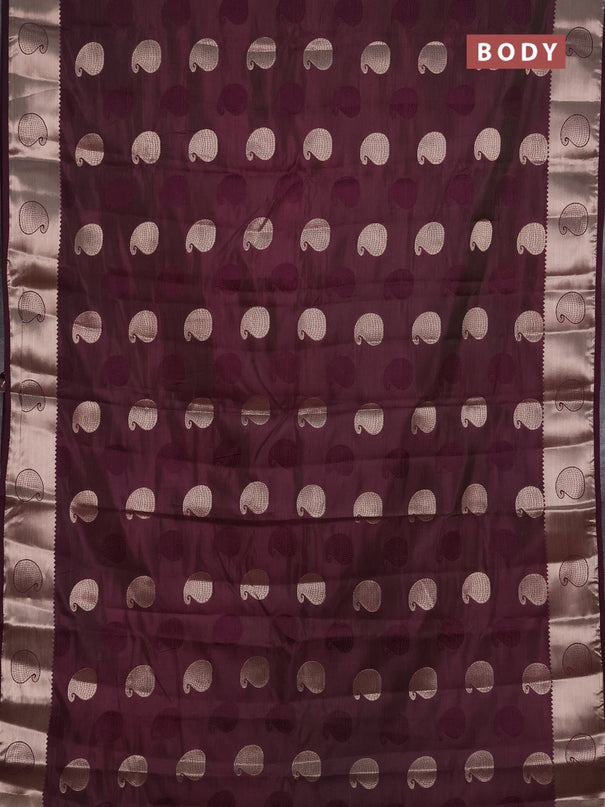 Semi raw silk saree deep purple with allover thread & zari woven buttas and zari woven butta border