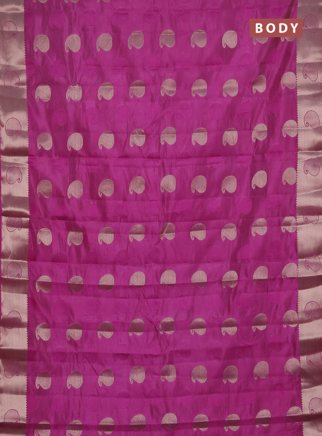 Semi raw silk saree pink shade with allover thread & zari woven buttas and zari woven butta border