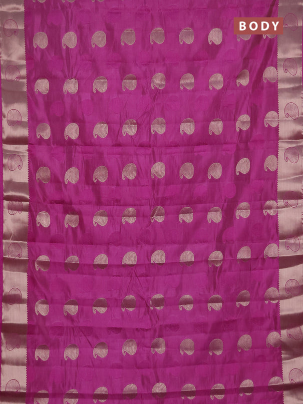 Semi raw silk saree pink shade with allover thread & zari woven buttas and zari woven butta border