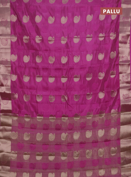 Semi raw silk saree pink shade with allover thread & zari woven buttas and zari woven butta border
