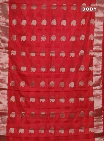 Semi raw silk saree red with allover thread & zari woven buttas and zari woven butta border