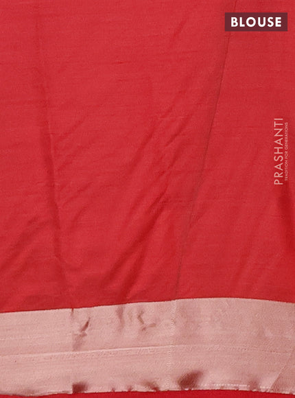 Semi raw silk saree red with allover thread & zari woven buttas and zari woven butta border