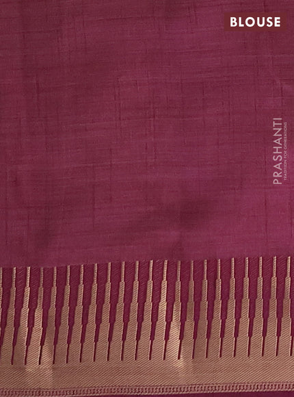 Semi raw silk saree wine shade with allover thread & zari woven buttas and temple zari woven border