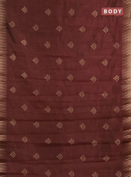 Semi raw silk saree coffee brown with allover thread & zari woven buttas and temple zari woven border