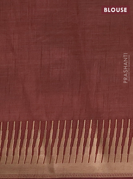 Semi raw silk saree coffee brown with allover thread & zari woven buttas and temple zari woven border