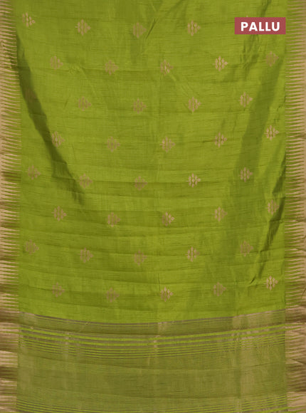 Semi raw silk saree light green with allover thread & zari woven buttas and temple zari woven border