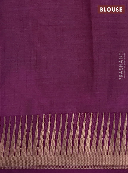 Semi raw silk saree deep purple with allover thread & zari woven buttas and temple zari woven border
