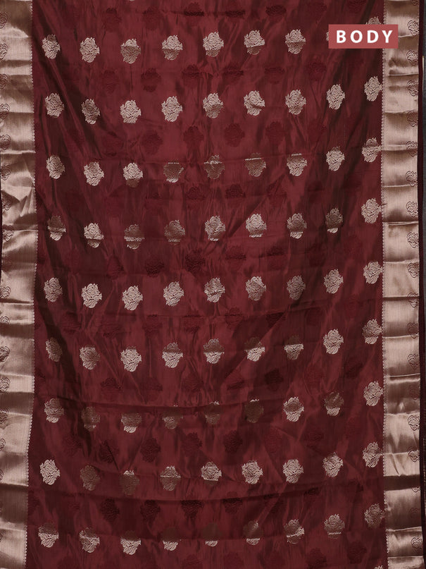 Semi raw silk saree coffee brown with allover thread & zari woven buttas and zari woven border