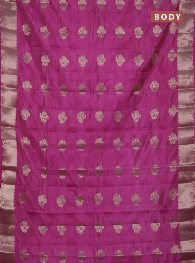 Semi raw silk saree pink shade with allover thread & zari woven buttas and zari woven border