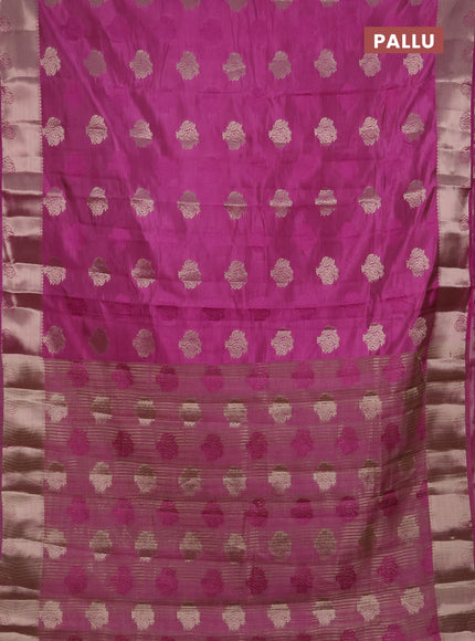 Semi raw silk saree pink shade with allover thread & zari woven buttas and zari woven border