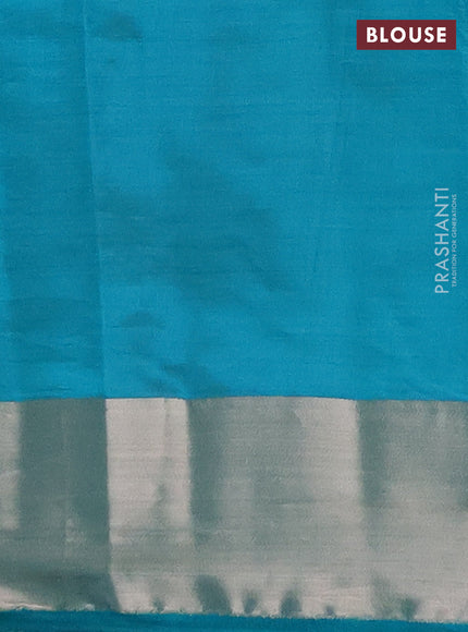 Semi raw silk saree teal green with allover thread & zari woven buttas and zari woven border