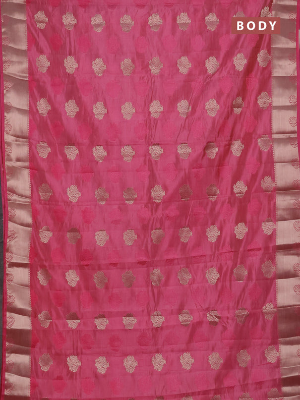 Semi raw silk saree pink with allover thread & zari woven buttas and zari woven border