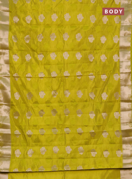 Semi raw silk saree light green with allover thread & zari woven buttas and zari woven border