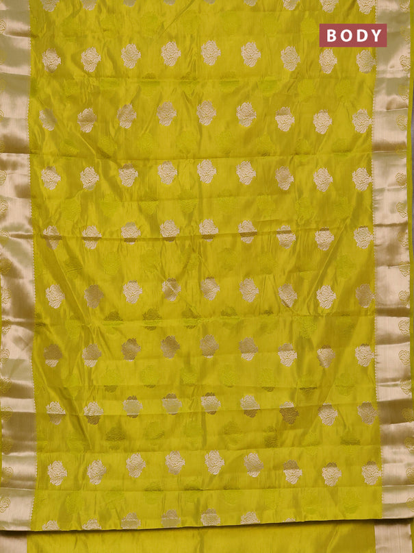 Semi raw silk saree light green with allover thread & zari woven buttas and zari woven border