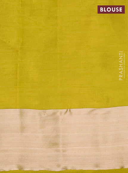 Semi raw silk saree light green with allover thread & zari woven buttas and zari woven border