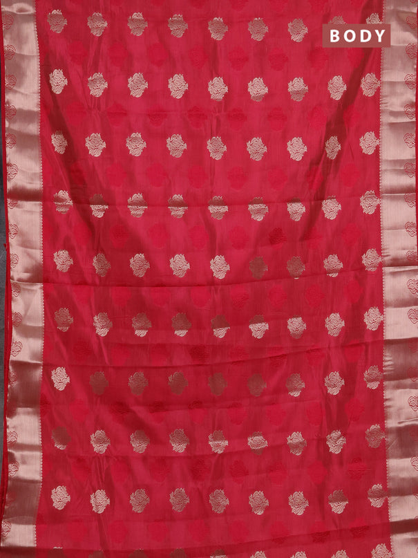 Semi raw silk saree pink with allover thread & zari woven buttas and zari woven border