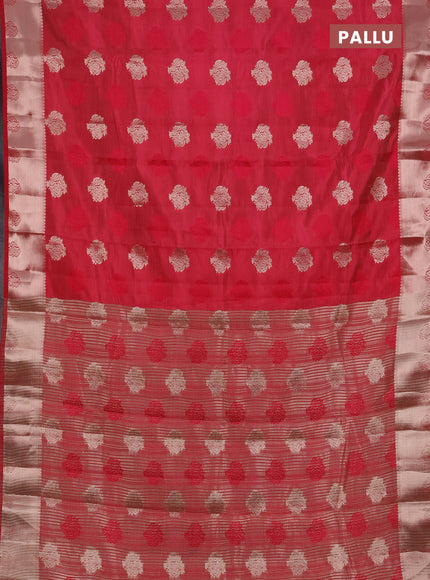 Semi raw silk saree pink with allover thread & zari woven buttas and zari woven border