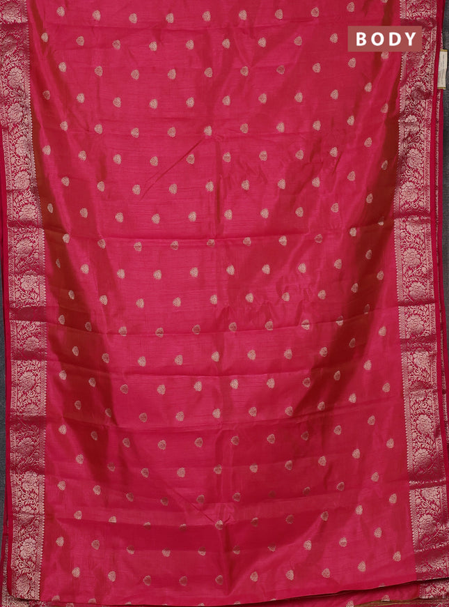 Semi raw silk saree pink with allover thread & zari woven buttas and zari woven border