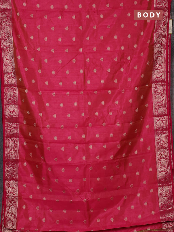 Semi raw silk saree pink with allover thread & zari woven buttas and zari woven border