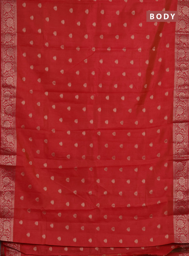 Semi raw silk saree pink with allover thread & zari woven buttas and zari woven border