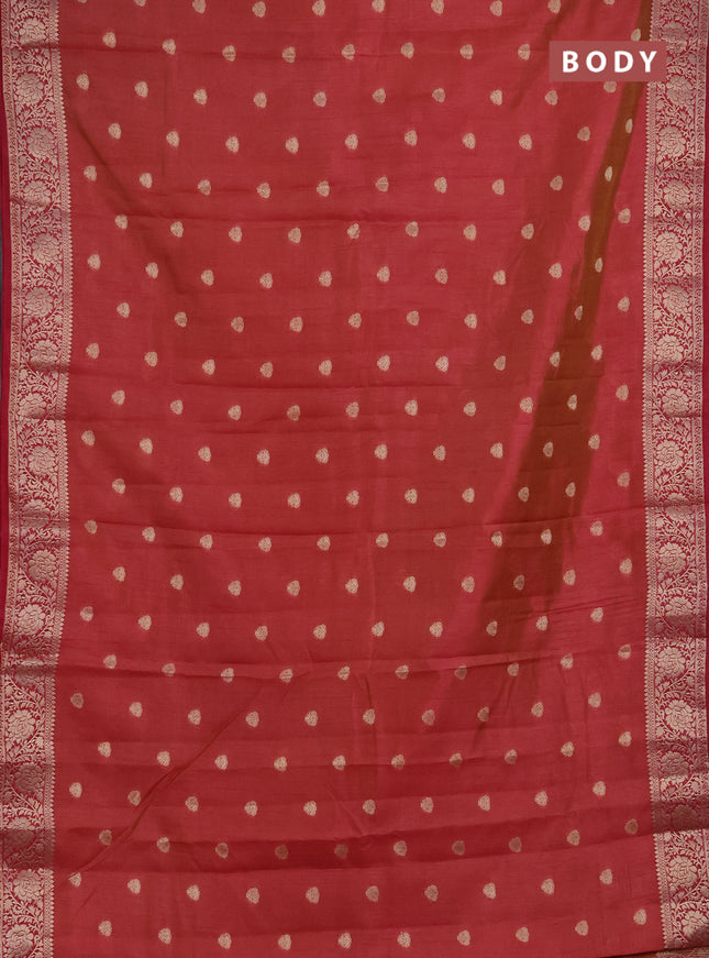 Semi raw silk saree pink with allover thread & zari woven buttas and zari woven border