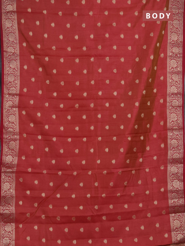 Semi raw silk saree pink with allover thread & zari woven buttas and zari woven border