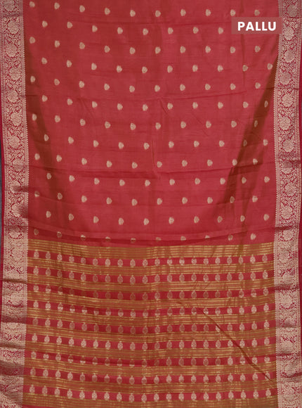 Semi raw silk saree pink with allover thread & zari woven buttas and zari woven border