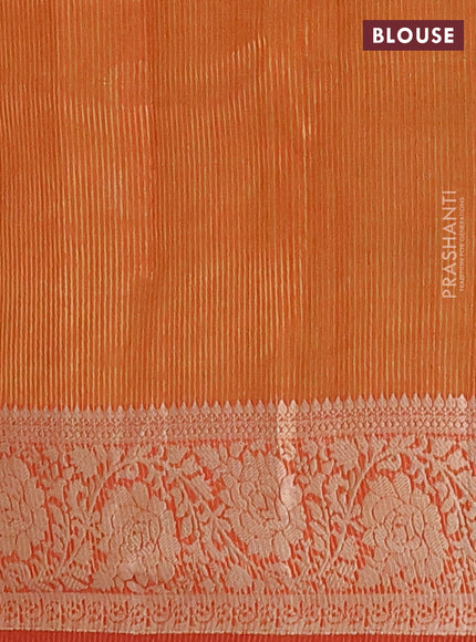 Semi raw silk saree orange with allover thread & zari woven buttas and zari woven border