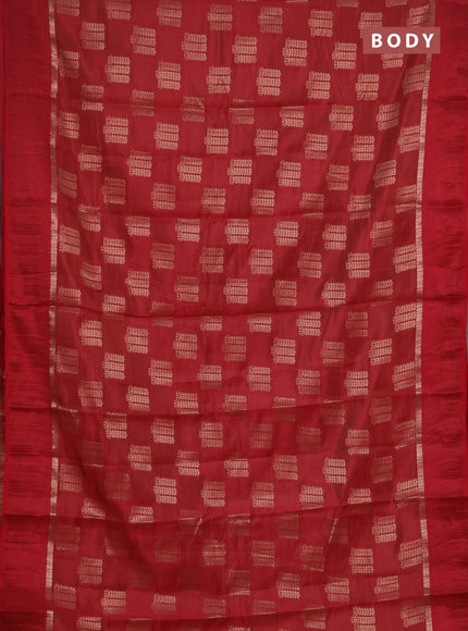 Semi raw silk saree maroon with allover thread & zari woven buttas and thread woven border
