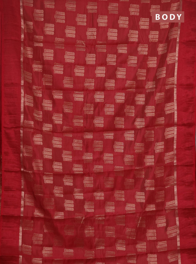 Semi raw silk saree maroon with allover thread & zari woven buttas and thread woven border