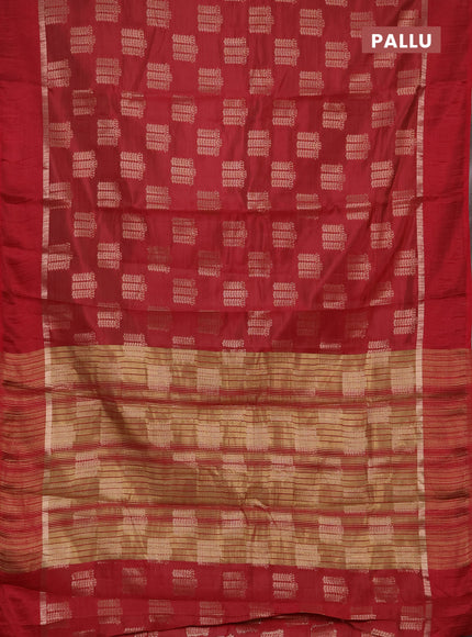 Semi raw silk saree maroon with allover thread & zari woven buttas and thread woven border