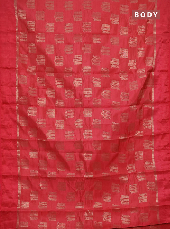 Semi raw silk saree peach shade with allover thread & zari woven buttas and thread woven border