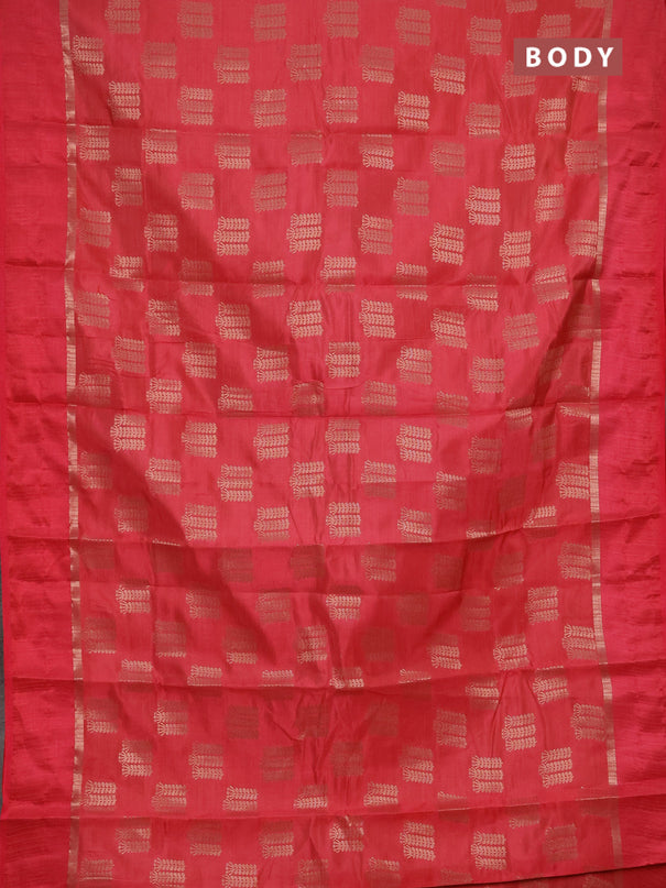 Semi raw silk saree peach shade with allover thread & zari woven buttas and thread woven border