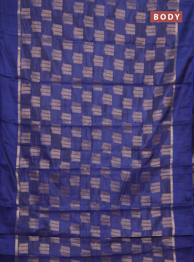 Semi raw silk saree blue with allover thread & zari woven buttas and thread woven border