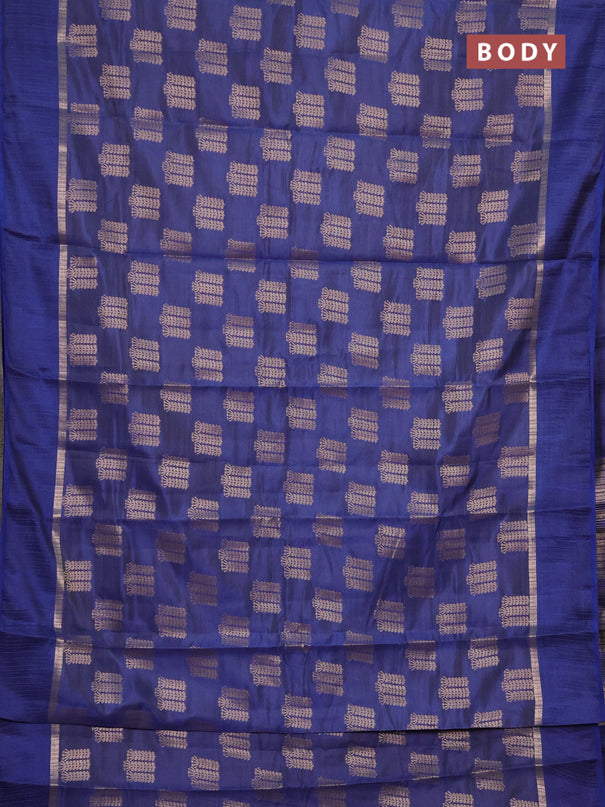 Semi raw silk saree blue with allover thread & zari woven buttas and thread woven border