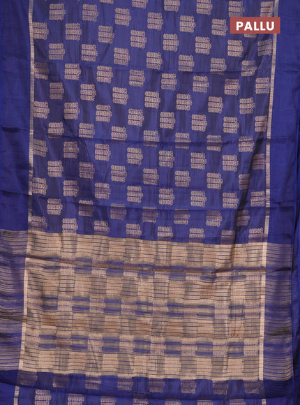 Semi raw silk saree blue with allover thread & zari woven buttas and thread woven border