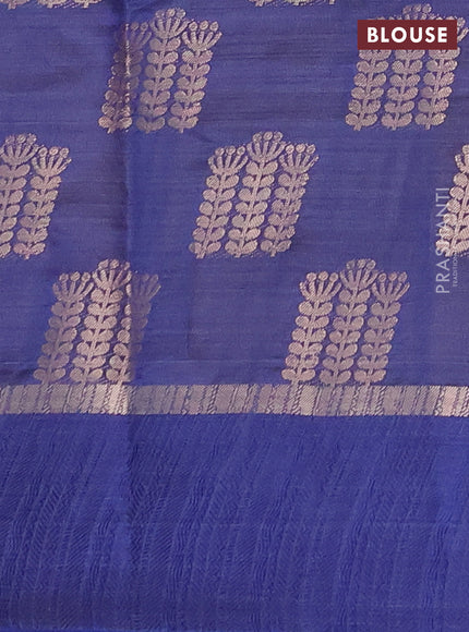 Semi raw silk saree blue with allover thread & zari woven buttas and thread woven border