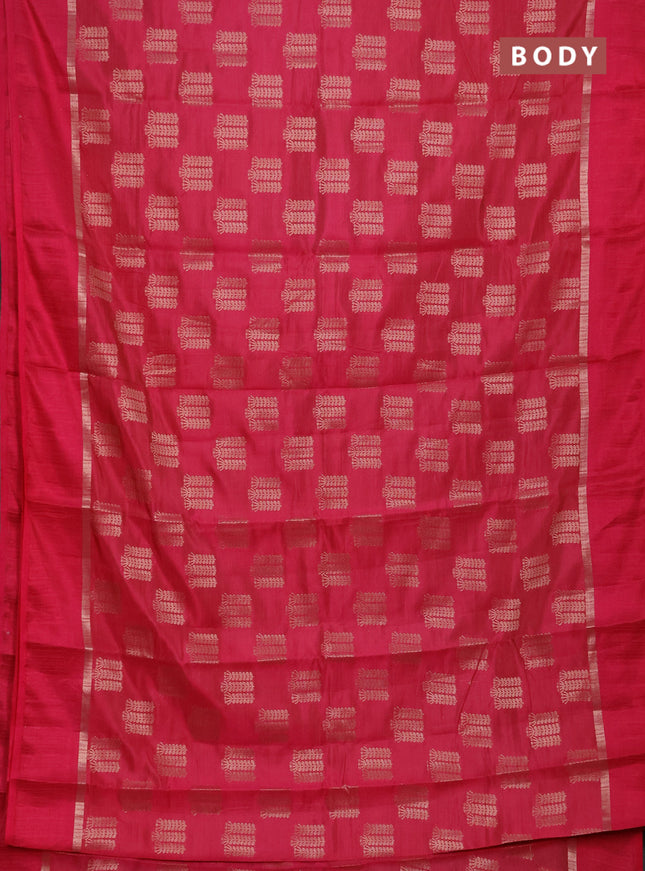 Semi raw silk saree pink with allover thread & zari woven buttas and thread woven border