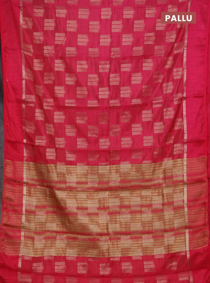 Semi raw silk saree pink with allover thread & zari woven buttas and thread woven border