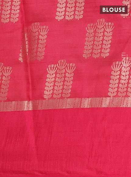 Semi raw silk saree pink with allover thread & zari woven buttas and thread woven border