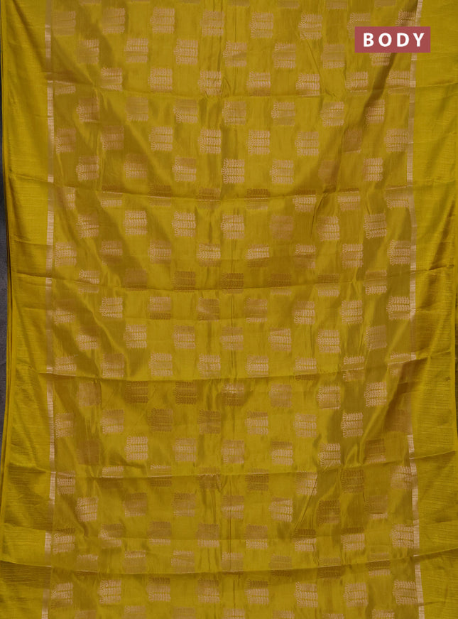 Semi raw silk saree lime green with allover thread & zari woven buttas and thread woven border