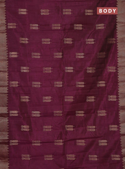 Semi raw silk saree deep purple with allover thread & zari woven buttas and zari woven border