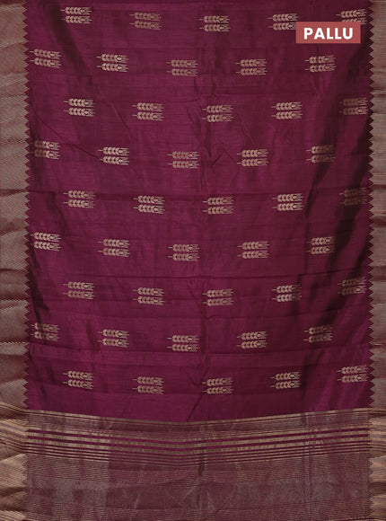 Semi raw silk saree deep purple with allover thread & zari woven buttas and zari woven border